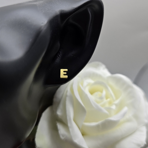 DAINTY INITIAL GOLDEN STERLING SILVER STUDS - Picture 9 of 16